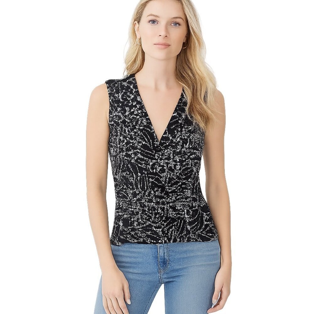 NWT White House Black Market Sleeveless Banded Top Lilly Droplet Small
